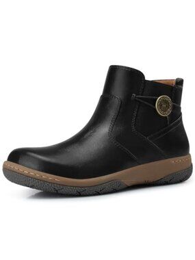 Women's Ankle Boots Square Toe Slip On Arch Support Comfort Booties